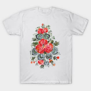 Flowers colorful in Russian folk art style T-Shirt